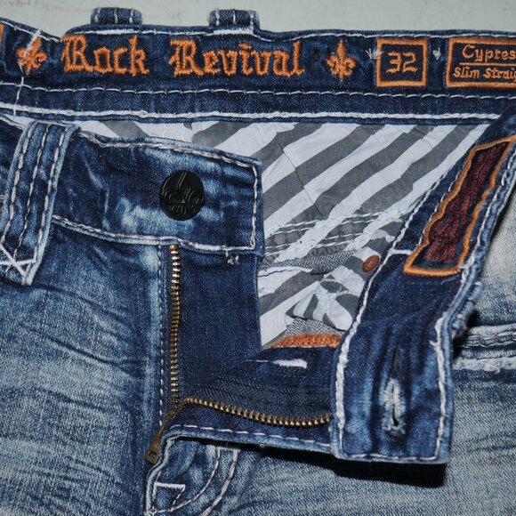 Rock Revival Men's Cypress Straight Distressed Denim Jeans Size 33x30 NEW - Picture 12 of 16